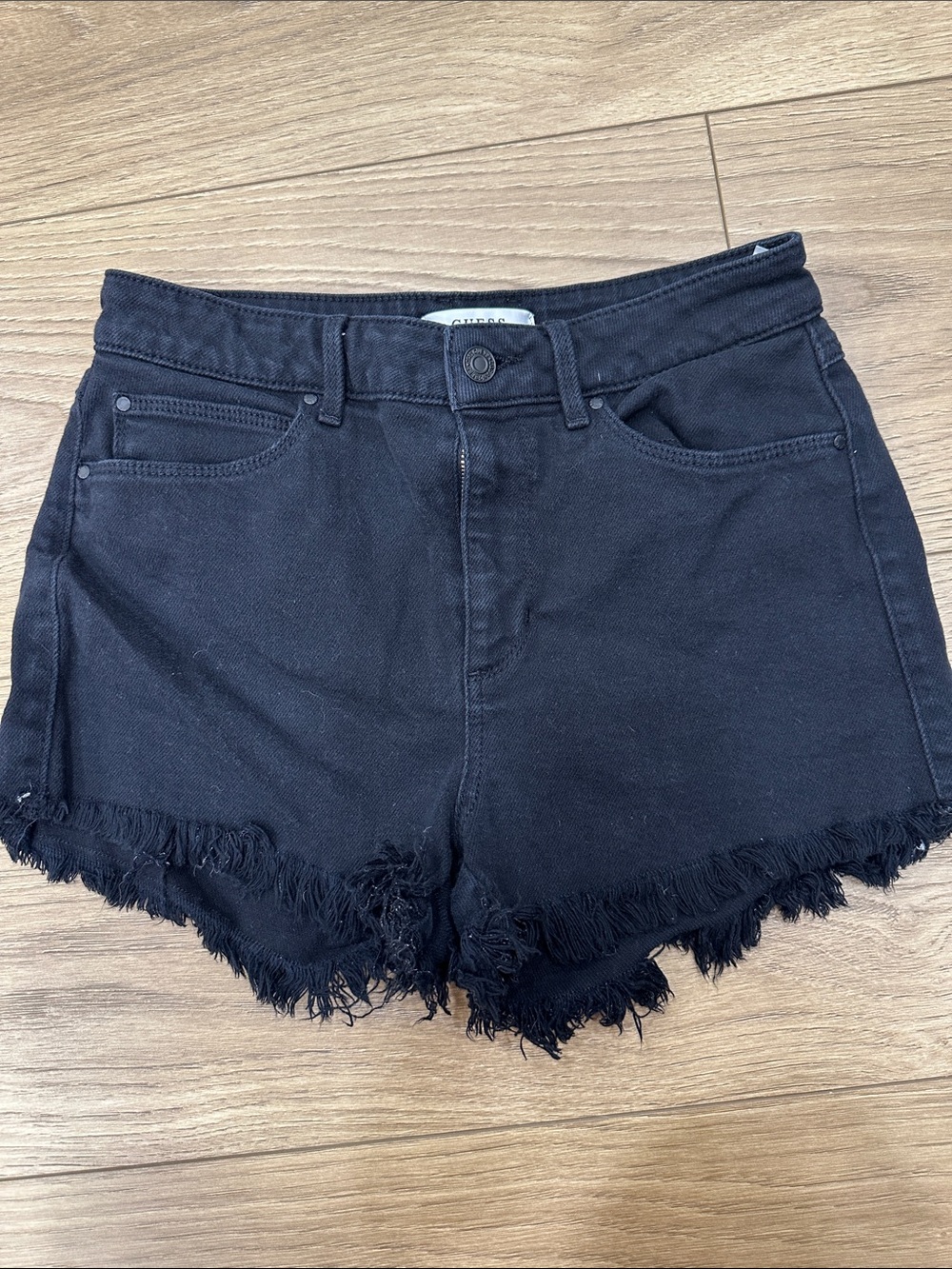 GUESS Black Frayed Hem Women's Denim Shorts